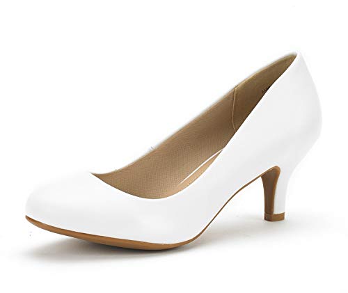 DREAM PAIRS LUVLY Zapatos de Tacón para Mujer Blanco PU 38.5 EU/7.5 US