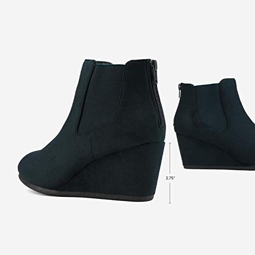 Dream Pairs Patty Mujer Botines de Tacón Cuña Chelsea Plataforma Moda Cremallera Otoño Invierno Botas Azul 41 EU/10 US
