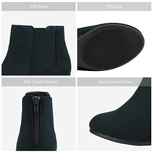 Dream Pairs Patty Mujer Botines de Tacón Cuña Chelsea Plataforma Moda Cremallera Otoño Invierno Botas Azul 41 EU/10 US