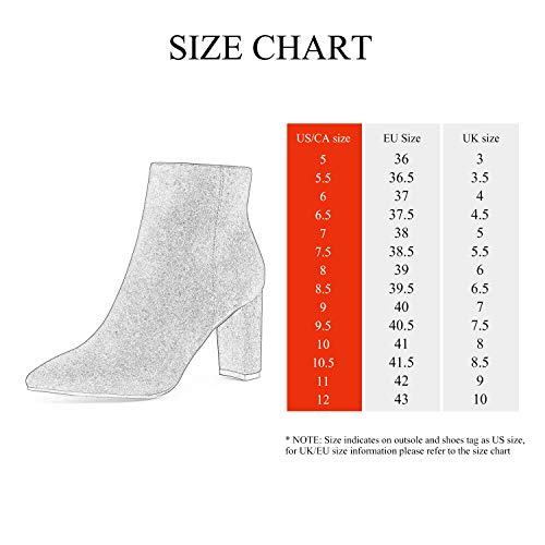 Dream Pairs Sianna-1 Mujer Botines de Tacón Ancho Otoño Invierno Punta Puntiaguda Moda Botín Negro PU 38.5 EU/7.5 US