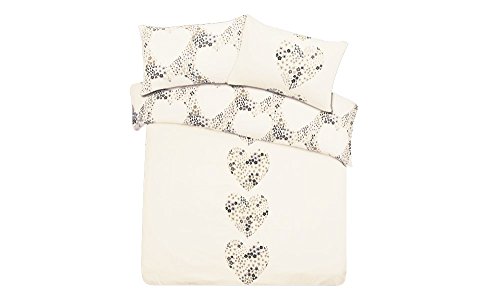 Dreamscene Lizzie edredón Reversible con Funda de Almohada, Poliéster y algodón, Crema, Matrimonio Grande