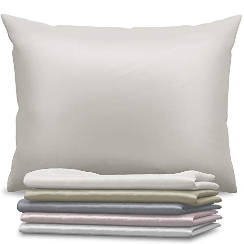 Dreamzie 1x Funda de Almohada Seda 50x70cm, Marfil, 19 Momme - 100% Seda de Morera Doble Lado - Vendido por Unidad - Fundas Cojines con Beneficios para el Pelo y la Piel - Antiarrugas - Antiacaros