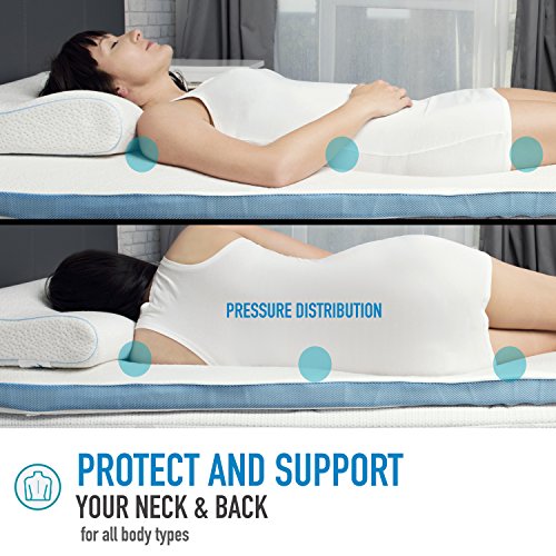 Dreamzie Almohada Cervical y Ortopédica (60 x 40 x 9/11 cm) Certificada Oeko Tex y Certipur - Ayuda a Sujetar el Cuello y a Reducir los Dolores de la Nuca - Funda en Fibra de Bambú