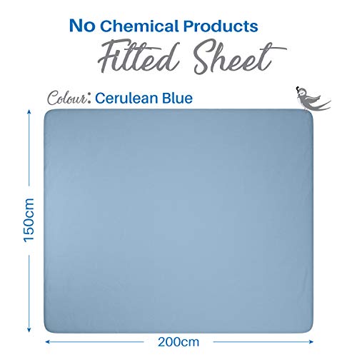 Dreamzie - Sabana Bajera 150 x 190/200 cm 100% Poliéster Microfibra - Azul Cerúleo - Oeko Tex Sin Producto Químico (Garantía 2 Años) - Suave Piel de Melocotón con Elástico Total
