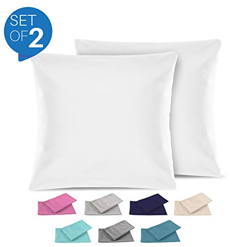 Dreamzie - Set de 2 x Funda de Almohada 60x60 cm, Blanco Alabastro, Microfibra (100% Poliéster) - Fundas de Almohadas Hipoalergénica - Fundas de Cojines de Calidad con una Suavidad Incomparable