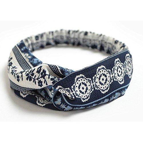 DRESHOW Boho Diademas para Mujeres Flor Vintage Impreso Criss Cross Anudado Elástico Banda para el Cabello Stretchy Head Wrap Twisted Accesorios para el Cabello Lindo Paquete de 10