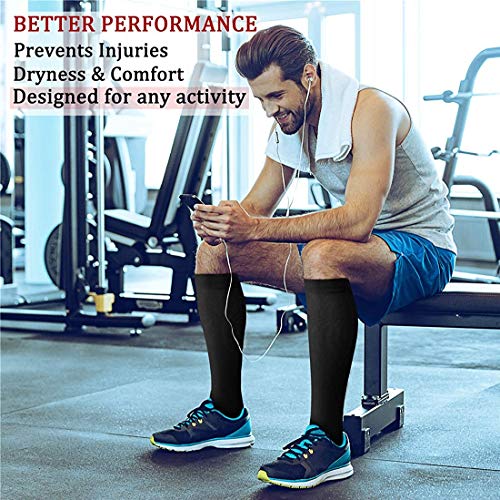 DRESHOW Calcetines de Compresión para Hombres y Mujeres 3/7 Pares 15-20 mmHg es el Mejor para Running, Correr, Senderismo, Volar, Viajar, Varicosas, Médico, Deportivo, Embarazo