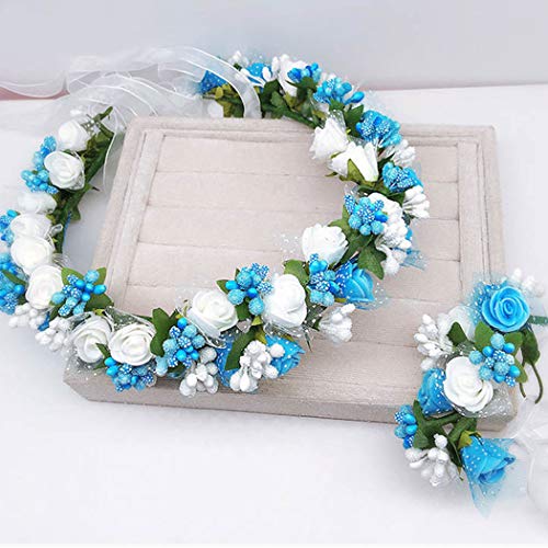 dressfan Guirnalda de Flores Diadema de Flores Muñeca Novia Nupcial Dama de Honor Niñas Headwear Ajustable