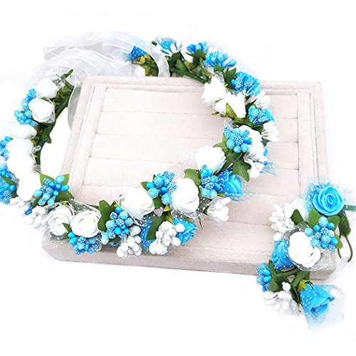 dressfan Guirnalda de Flores Diadema de Flores Muñeca Novia Nupcial Dama de Honor Niñas Headwear Ajustable