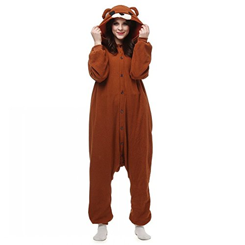 dressfan Pijamas de Animales Disfraces de Animales Oso Traje de Cosplay Pijamas de Oso de Café Niño Adulto