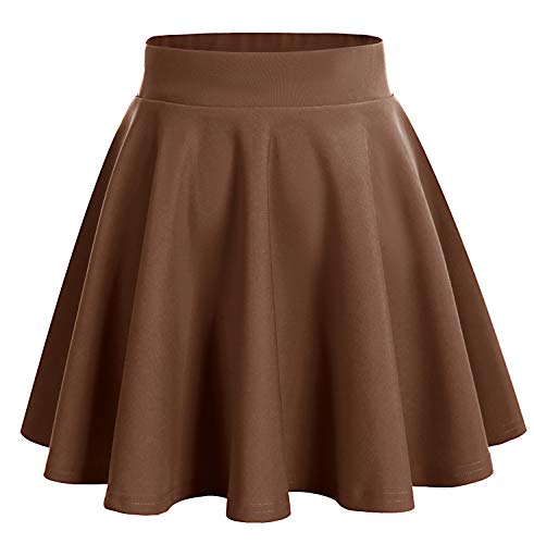 DRESSTELLS Falda Mujer Mini Corto Elástica Plisada Básica Multifuncional Chocolate XL