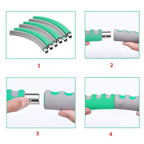 DRHOM Fitness Hula Hoop, Ajustable Hoola Hoops para Fitness Perder Peso Ejercicio Anillo Adelgazante Entrenamiento de Gimnasio en casa (Verde + Gris)
