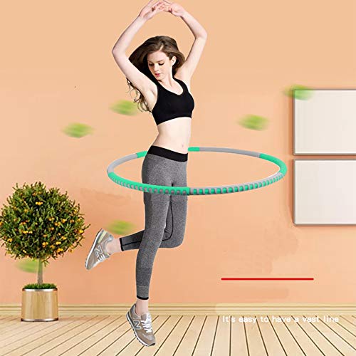 DRHOM Fitness Hula Hoop, Ajustable Hoola Hoops para Fitness Perder Peso Ejercicio Anillo Adelgazante Entrenamiento de Gimnasio en casa (Verde + Gris)