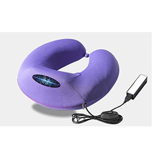 DSAKOX En Forma de U Almohada de Masaje eléctrica, en Forma de U Cervical del Cuello del Recorrido de la Almohadilla, Avión Apoyo for la Cabeza de la Siesta Almohada for Cuello