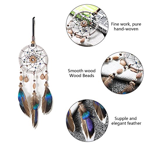Dsaren Atrapasueños con Pluma Hecho a Mano Naturales Dream Catcher Colgante Decoración de Pared Auto, Adorno Regalo del Arte