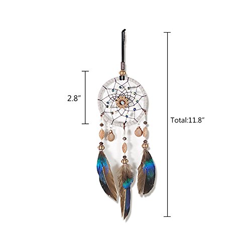 Dsaren Atrapasueños con Pluma Hecho a Mano Naturales Dream Catcher Colgante Decoración de Pared Auto, Adorno Regalo del Arte