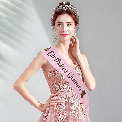 Dsaren Banda Cumpleaños Mujer Satin Sash Bandas Fiesta Cumpleaños Birthday Sash para Niños Mujer Decoracion Fiesta (Rosa)