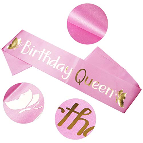 Dsaren Banda Cumpleaños Mujer Satin Sash Bandas Fiesta Cumpleaños Birthday Sash para Niños Mujer Decoracion Fiesta (Rosa)