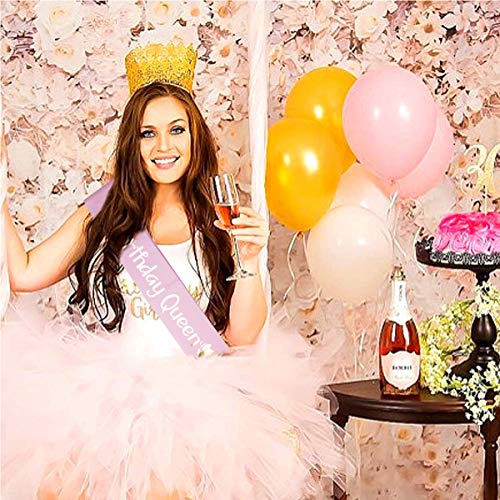 Dsaren Banda Cumpleaños Mujer Satin Sash Bandas Fiesta Cumpleaños Birthday Sash para Niños Mujer Decoracion Fiesta (Rosa)