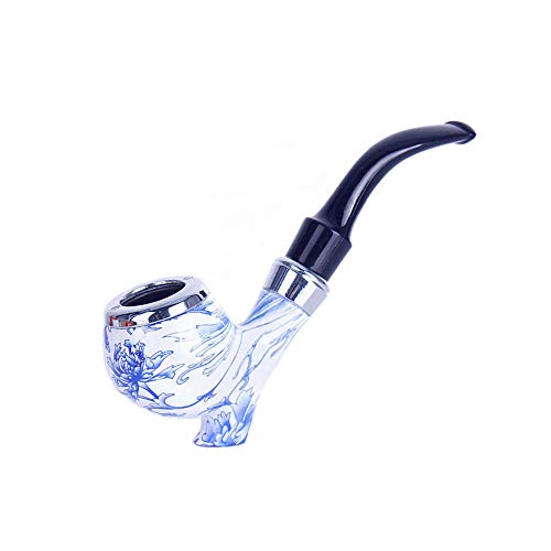 DSCHZ-YANDOU Tubo de cerámica Tubo de Fumar en la Chimenea Cigarrillo de Garganta Tubo de Hierbas medicinales cigarro Tubo Desmontable,Azul