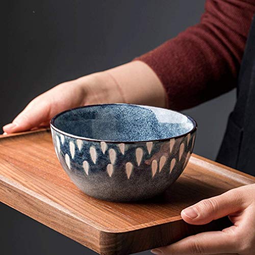 DSDD Cuenco de Yogur de Frutas Cuenco de Porcelana Azul Cuenco de arroz de 5 Pulgadas Cuenco de arroz Estilo escandinavo (Color: Azul)