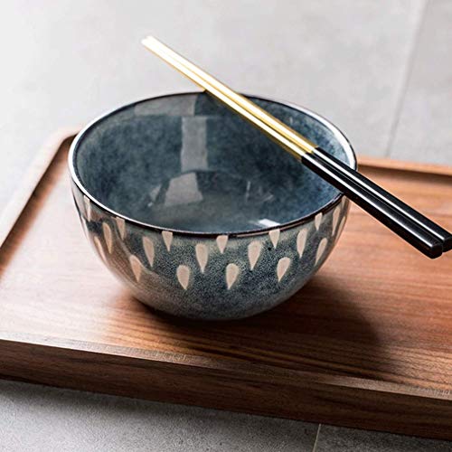 DSDD Cuenco de Yogur de Frutas Cuenco de Porcelana Azul Cuenco de arroz de 5 Pulgadas Cuenco de arroz Estilo escandinavo (Color: Azul)