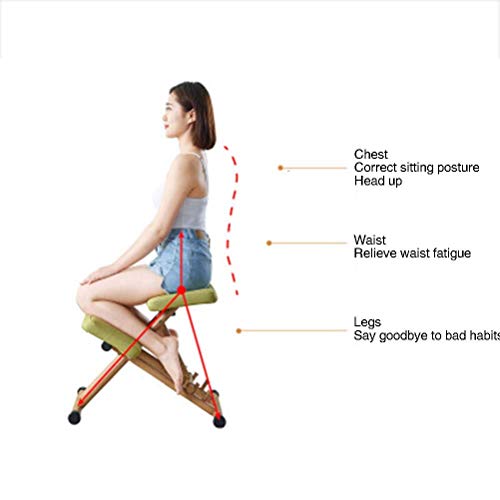 DSHUJC Silla ergonómica para arrodillarse, Escritorio de Oficina Ajustable, Taburete para la Rodilla, Postura correctiva, Asiento para la Espalda, Soporte para el Cuello, Alivio de la Ten
