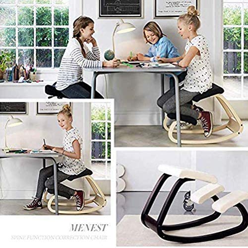 DSHUJC Silla ergonómica para arrodillarse, Mecedora, balanceo, Taburete de Madera para Rodillas, Postura correctiva, Asiento para el hogar y la Oficina, Alivia el Dolor de Espalda y cuell