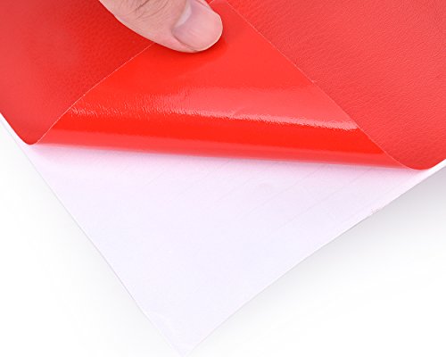 DSstyles 100 x 30 cm Textura de Cuero de Grano Fino Envoltura de Vinilo Etiqueta Engomada Del Coche Película de Rollo De Envoltura Autoadhesiva piel - Rojo