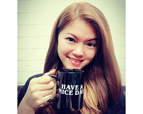 DSstyles La Taza de café de Tiene una Taza de café Have A Nice Day Taza de Dedo Medio de 350ml es la Taza de té Regalo de cumpleaños - Negro