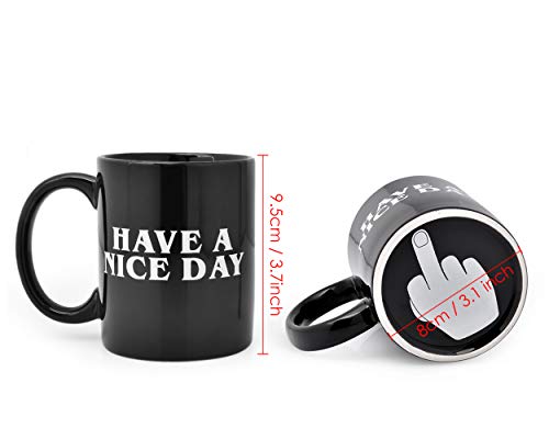 DSstyles La Taza de café de Tiene una Taza de café Have A Nice Day Taza de Dedo Medio de 350ml es la Taza de té Regalo de cumpleaños - Negro