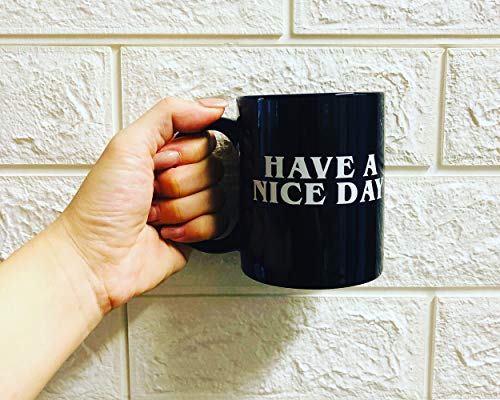 DSstyles La Taza de café de Tiene una Taza de café Have A Nice Day Taza de Dedo Medio de 350ml es la Taza de té Regalo de cumpleaños - Negro