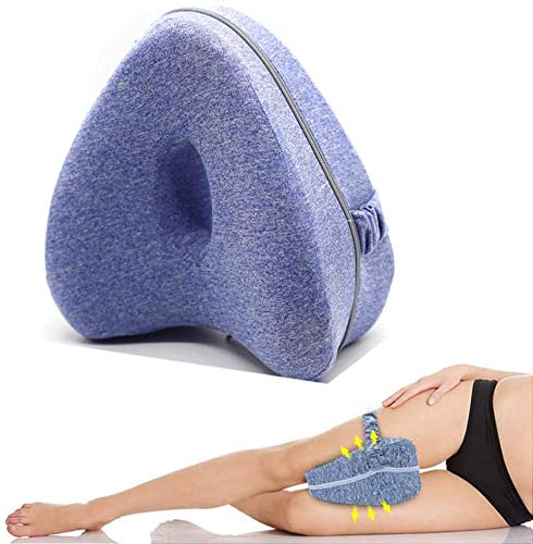 DSZZ Health Almohada ortopédica para la Rodilla con Correa, Espuma viscoelástica, Soporte para piernas, Alivia el Dolor en la articulación de la Cadera, ciática,Púrpura