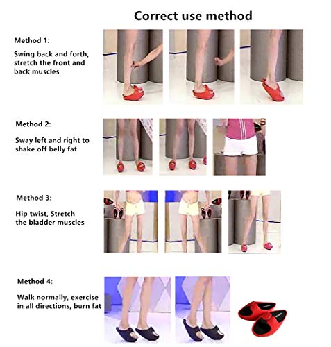DSZZ Health Zapatilla de batido de piernas Las Mujeres Deportivas Pierden Peso tonificando los Zapatos, Confort Open Toe Fitness Negativo Stovepipe Swing Shoe,Rojo,One Size