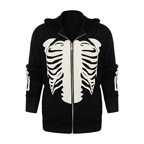 DUANXU Pullover Hip Hop,Sudaderas con Capucha para Hombre Sudaderas de otoño Máscara de Empalme de cráneo Sudadera con Capucha de Manga Larga Sudadera con Capucha para Hombre Sudadera para Hombre L