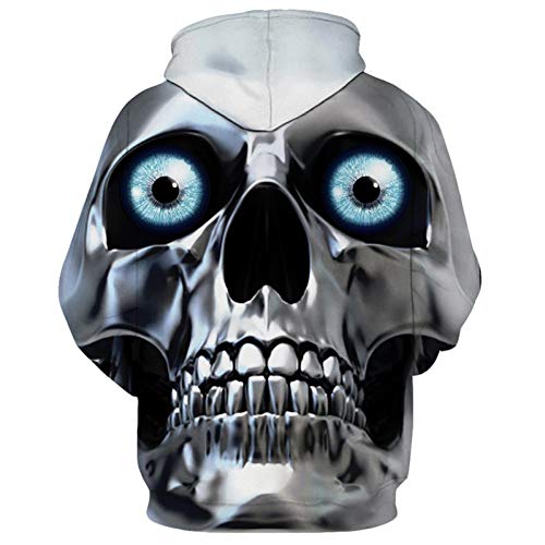 DUANXU Pullover,Sudadera,Sudadera con Capucha,Sudadera con Capucha de Metal Calavera máscara 3D Hip Hop con Capucha pulóver Ropa Deportiva