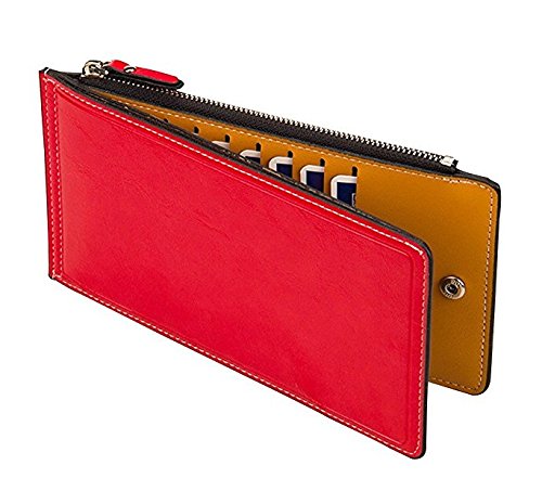 Ducomi® - Cartera con tarjetero para 18 tarjetas, unisex, con cremallera, con monedero, billetera, para regalo, original, para Navidad, de hombre y mujer , rojo