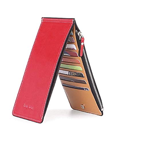 Ducomi® - Cartera con tarjetero para 18 tarjetas, unisex, con cremallera, con monedero, billetera, para regalo, original, para Navidad, de hombre y mujer , rojo