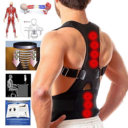 Ducomi Extreme Posture - Corrector de Postura Ajustable para Espalda - Correa de Soporte y Ayuda de Corrección con 12 Imanes de 800 Gauss - Evita Dolor e Inflamación en Articulaciones (Beige, S)