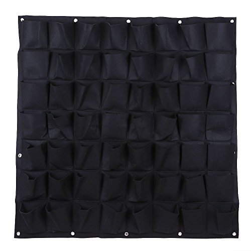 Ducomi Jardín Vertical – 56 bolsillos – Macetas de pared para decoración – Puerta Plantas Diseño modular para colgar en la pared – Exterior e interior – Columna de flores colgantes de pared (negro)