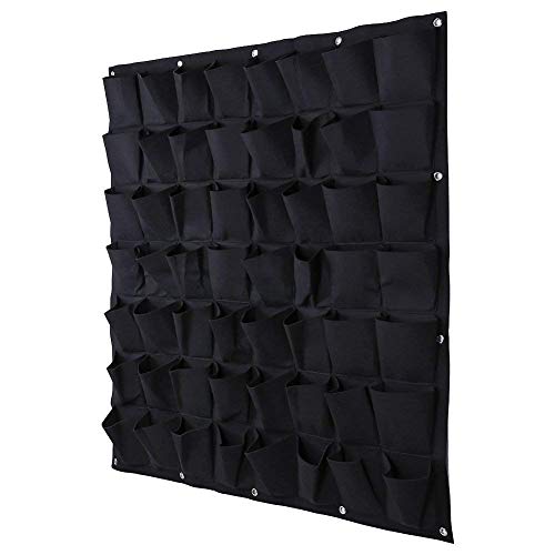 Ducomi Jardín Vertical – 56 bolsillos – Macetas de pared para decoración – Puerta Plantas Diseño modular para colgar en la pared – Exterior e interior – Columna de flores colgantes de pared (negro)
