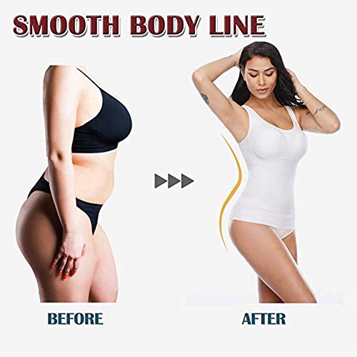 DUCOMISHAPER Camiseta sin Mangas de Ropa Interior para Mujer - Camisa Interior Adelgazante 3 en 1 Modelado Push Up - Fajas con Copas Extraíbles - Moldeadora Transpirable e Invisible (S, Blanco)