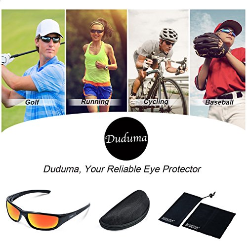 Duduma Gafas de Sol Deportivas Polarizadas Para Hombre Perfectas Para Esquiar Golf Correr Ciclismo TR8116 Súper Liviana Para Hombre y Para Mujer (marco negro con lente roja)