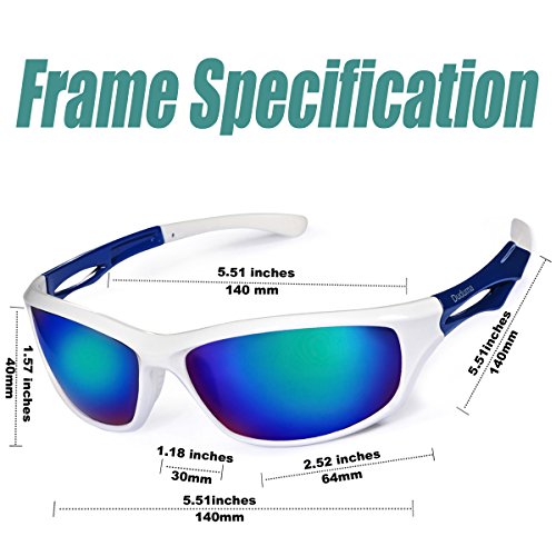 Duduma Gafas de Sol Deportivas Polarizadas Para Hombre Perfectas Para Esquiar Golf Correr Ciclismo TR90 Súper Liviana Para Hombre y Para Mujer (marco blanco con lente azul)