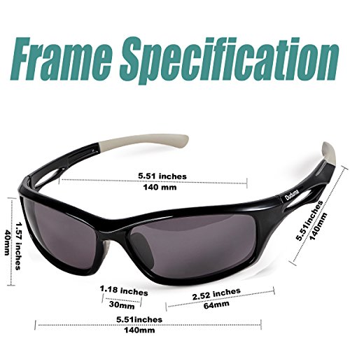 Duduma Gafas de Sol Deportivas Polarizadas Para Hombre Perfectas Para Esquiar Golf Correr Ciclismo TR90 Súper Liviana Para Hombre y Para Mujer (marco negro con lente negro)