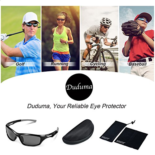 Duduma Gafas de Sol Deportivas Polarizadas Para Hombre Perfectas Para Esquiar Golf Correr Ciclismo TR90 Súper Liviana Para Hombre y Para Mujer (marco blanco con lente azul)