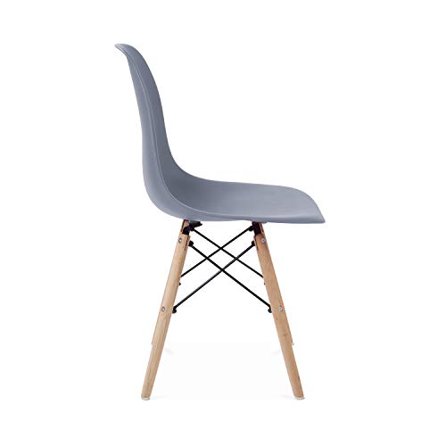 duehome Nordik - Silla de Comedor, Salon, Cocina o Escritorio, Patas Madera Haya, Dimensiones: 47 x 56 x 81 cm de Altura (Gris)