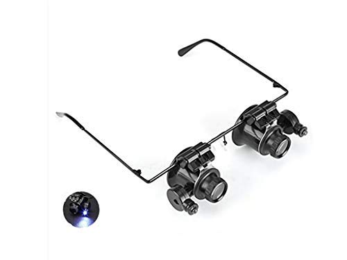 Duevin Lentes para Ojos Lupa 20x Lupa Gafas Dobles con Lupa LED 20 X Lupa de Cabeza Lupa para reparación de Relojes de joyería manicura de Tatuajes y Otros exámenes cuidadosos