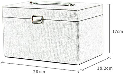 Dujie - Caja de almacenamiento grande para joyas, organizador de viaje de piel sintética con espejo de maquillaje para pendientes, collares, anillos, pulseras, regalo (rojo)
