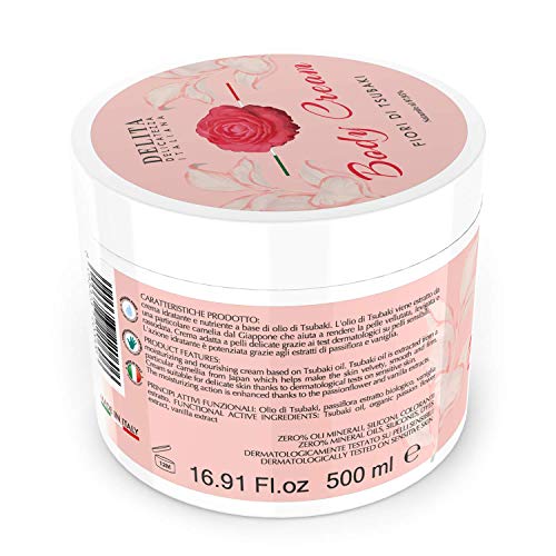 Dulàc - Body Cream - Crema corporal hidratante con flores de Tsubaki - 500 ml - Hidrata, reafirma y alisa tu piel - 97,95% natural - DELITA